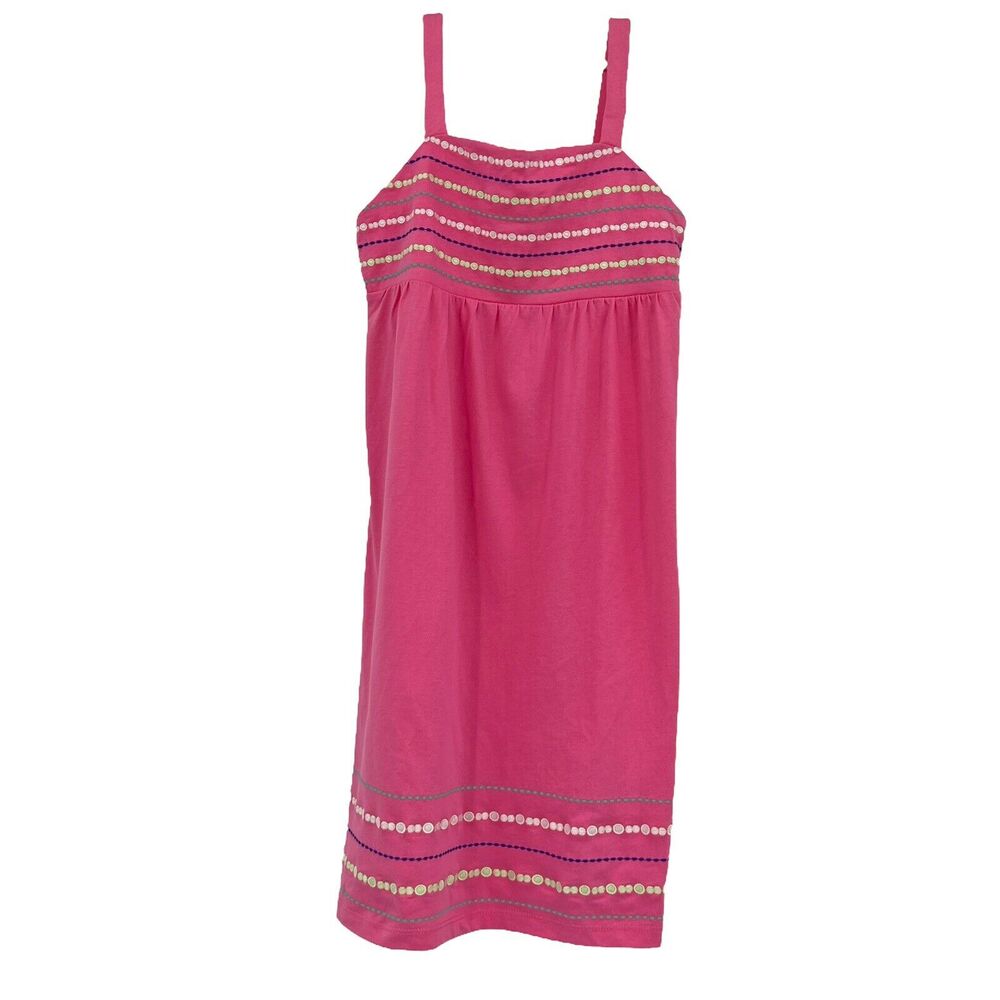 Hartstrings Girl’s Cotton Sundress Pink Multi Color Embroidered Dot Cotton Dress